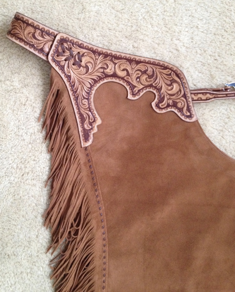 Tobacco colored suede show chaps