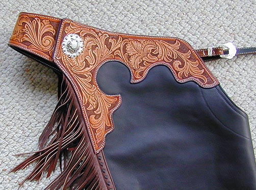 Dark brown smooth leather chaps
